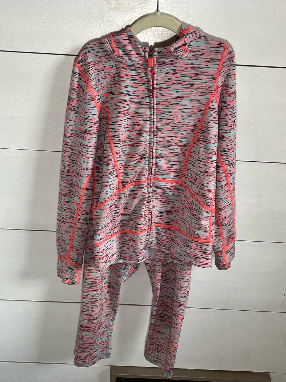 90 Degree By Reflex Pink & Gray Girls Hooded Pajama Set